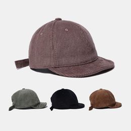 Ball Caps Short Brim Unisex Corduroy Baseball Cap For Women And Men Snapback Hat Casual Outdoor Sports Hats Girls Gorras Dad HatBall