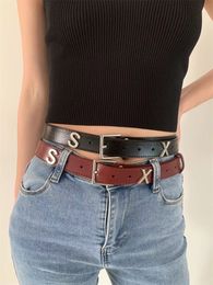 SX Letter Leather Belt SIX Sexy Mens And Womens Wild Suit Accessories Leather Fashion Trendy Brand Punk