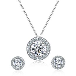 Hochzeit Ohrringe Halskette Schmucksets für Frauen Braut kreiert Moissanit Diamant Edelstein Jubiläumsgeschenk Silber Schmuckset