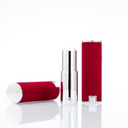 Packing Empty Bottle New Arrival 12.1mm Bearutiful Round Shape Red Colour Lipstick Tube Shiny Silver Inner Tank Refillable Cosmetic Portable Packaging Container