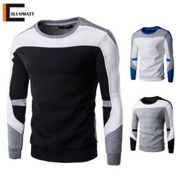 Men's Sweatshirt Casual Fashion Hoodies Slim Fit Pullover Male Long Sleeve Streetwear Patchwork Quality Sweatshirts 220406