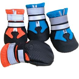 4pcs/Lot Autumn Shoes For Dogs Boot Winter Waterproof Dog Socks Non-Slip Reflective Dog Pet Shoes Covers Outdoor For Large dogs 201028