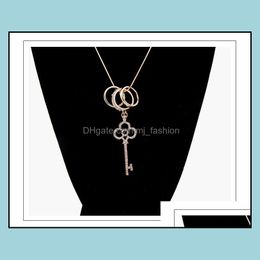 Pendant Necklaces Statement For Women Chic Jewelry Copper Zircon Rhinestone Key Charms Pendants Necklace Drop Delivery 2021 Mjfashion Dhter