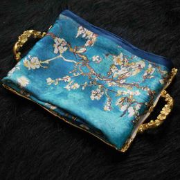 van box Canada - Apricot flower Van Gogh oil painting silk scarf real long female mulberry new gift big versatile shawl box