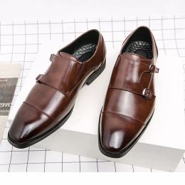 Luxury Designer New Monk Strap Black Brown Oxford Shoes For Mens Formal Wedding Prom Dress Homecoming Sapatos Tenis Masculinosize 38 -46