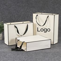 10 Pcs Custom Gift Paper Packing Bag Craft Packaging Personalization business Shopping Clothes package Kraft Bags 220704