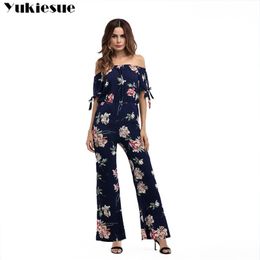 boho off shoulder suit jumpsuit bodysuit female body women summer rompers womens sexy elegant jumpsuits womans Plus size 210608