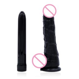 DOMI 2pcs/Set Health Products Vibrators Women Anal Plug Vibrator Shock Realistic Dildo Massager Rubber Dick sexy Toy