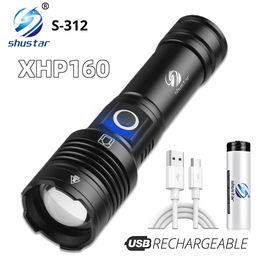 16 Core XHP160 High Power Flashlight LED Torch Lantern Aluminium Alloy Tactical Flashlight Waterproof Zoomable Hunting Lights