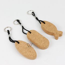 Wholesale Blank Cork Wood Keychain Straps Blanks Assorted Wooden Keychains Straps Metal And Leather Keyring for Father Gifts In Stock