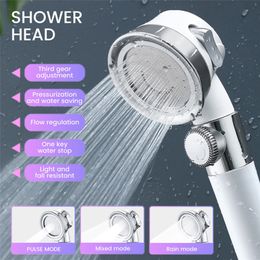 Pressurized Shower Head High Pressure Water Saving Perforated Free Bracket Hose Adjustable Bathroom Accessories Shower Set 220525