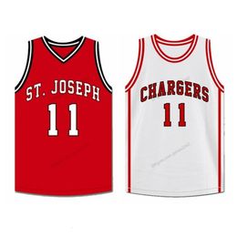 Nikivip Custom Retro Isiah Thomas #11 Chargers high School Basketball Jersey St.Joseph Stitched White Red Size S-4XL Any Name Number Top Quality