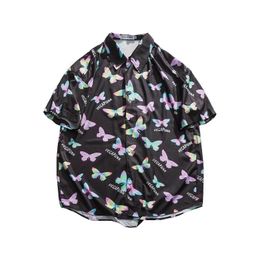 Women's Blouses & Shirts Butterfly 3D Printing Unisex Shirt Women/Men Casual Cool Loose Button Streetwear Summer Hawaiian Style Oversize Top