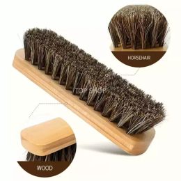 Multipurpose wax polishing dust remove Shoe Brush Natural Leather Real Horse Hair Soft Tool Bootpolish Cleaning Brush For Suede Nubuck Boot EE