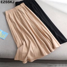 high quality A-line long Thick sweater skirt female autumn winter warm mid-length knit women 220317