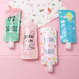 packaging of shampoo bottles Australia - 100ml Printed Colorful Lotin Shampoo Portable Packaging Bags and Bottles Cosmetic Skincare Travelling Liquid Sample Storage Bag Foldable