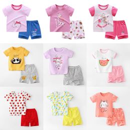 Toddler Baby Girl Clothing Sets Tshirts Pants Suit Kids Short Sleeve For Summer Outfits Children Costume Girls 0 6 Pyjamas 220620