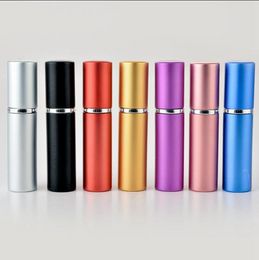 5ml Perfume Bottle Aluminium Anodized Compact Perfume Atomizer Fragrance Glass Scent-bottle Travel Refillable Makeup Spray Bottle sxjun21