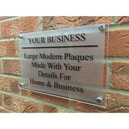 Customize MODERN BUSINESS PLAQUE LARGE A4 HOUSE SIGN GLASS ACRYLIC OFFICECOMMERCIAL 220706