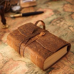 Thick Genuine Leather Journal Book 400P 165mm*115mm*40mm Blank Paper Sketchbook Hand Made Band Notebook 220401