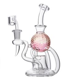 Wholesale Showerhead Perc Unique Beach Ball Hookahs 4mm Heady Glass Bong Pink Oil Dab Rigs With Banger 14mm Female Joint Recycler Water Pipes XL-2242