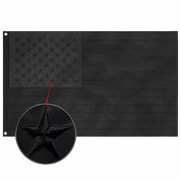 Special 3x5FT Embroidered All Black American Flag US Black Flag Tactical Decor Blackout