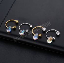 Nose Piercing Ring Fashion Crystal Pendant Ear Cartilage Tragus Piercing Earring Goth C Clip Lip Ring Women Body Jewelry