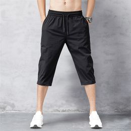 Male Bermuda Board Quick Drying Beach Black Men s Long Shorts Summer Breeches Thin Nylon 3 4 Length Trousers 220714