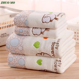 ZHUO MO 3pcs Quick-Drying Cartoon Couple Rabbit 4 Colours Microfiber Towel Set Bath Towel Face Beach Towel toallas for Bathroom T200529