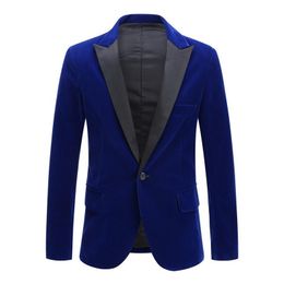 Ternos masculinos Blazers Mens Classic Velvet Velvet elegante Borgonha azul royal Black Fashion Wedding Groom Slim Fit Tuxedo Costumemen