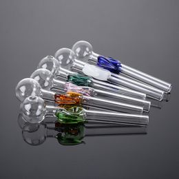 Skull Cool Pyrex Glass Oil Burner Pipe Straight Tube Tobacco Pipes Mini Spoon Hand Pipes Colourful Smoking Pipe SW129