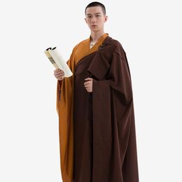 Ethnic Clothing Large Size XXL Monk Costumes Cloth Men Suit Coffee Brown Magnolia Men's And Women's Residents' ClothEthnic