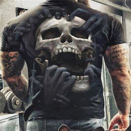 Fashion Summer Horror Skull 3D Print Mens TShirt ONeck Short Sleeve Casual Breathable Oversized Male T Shirt Top Men Clothing 220526