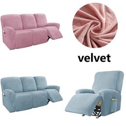 Chair Covers 3 Seat Velvet Recliner Sofa Cover Split Design Lazy Boy Lounger Single Seater Couch Slipcover Armchair CoversChair