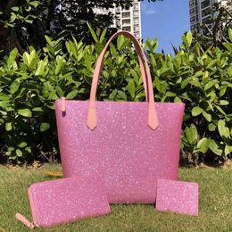 Ks bling bling Shopping Bag Women handBag Tote One Shoulder Large Star Wallet Card Bag Three Piece Set 220621