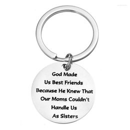 Keychains European And American Fashion Stainless Steel Jewelry Keychain God Made Us Friends Letter Gifts DIY Customized Wholesale Enek22