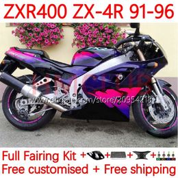 Body Kit For KAWASAKI NINJA ZXR 400 CC ZX-4R ZXR400 91 92 93 94 95 96 Cowling 19No.21 ZX4R 400CC ZX 4R ZXR-400 1991 1992 1993 1994 1995 1996 ABS Full Fairings blue pink