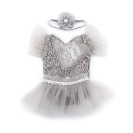 Clothing Sets 3Pcs/Set Born Pography Outfits Baby Girl Lace Ruffle Sleeveless Romper With Tutu Skirt Flower Headband Princess Dress Bod