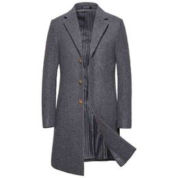 Luxury Wool Coat Men Autumn Winter Single Breasted Long Trench British Style Woollen Jacket Male Brand Clothing 5XL Men's & Blends T220810