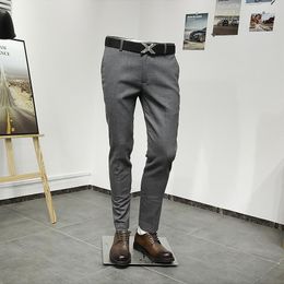 Men's Suits & Blazers Mens Pants 2022 Autumn Winter Grey Thicken Warm Men Clothing Slim Style Pant Business Wedding Groom Wear Plus Size 36M