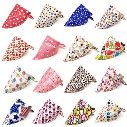 Wholesale 100 Pcs Pet Dog Bandana New Mix 63 Pattern Cute Puppy Cat Bibs Scarf Adjustable Cotton Dog Bandana Pet Accessories 0520