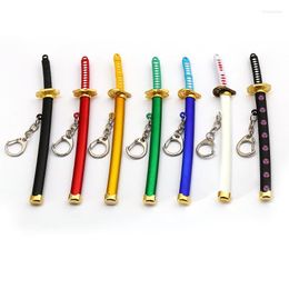 Keychains Roronoa Zoro Sword Keychain Anime One Piece Toy Buckle With Toolholder Scabbard Katana Sabre Car Key Chains Gift Keyrings Miri22