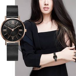 SINOBI New Arrival Classic Women Watches Black/Golden Luxury Simple Stainless Steel Bracelet Watch Ladies Wristwatch Reloj Mujer T200420