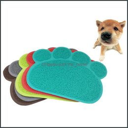 Other Dog Supplies Pet Anti-Skid Mat Puppy Paw Shape Soft Placemat Cat Di Dhw9R