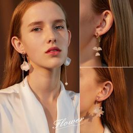 Dangle & Chandelier Lce Flower Tassel Earrings Temperament Long Multi-layer Crystal Petal Party Earringsearrings Korean Net Red EarringsDang