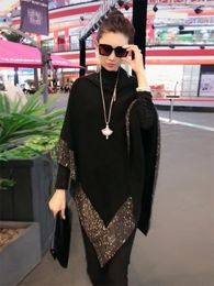 Women's Sweaters 2022 Autumn And Winter Diamond Cape Wool Sweater Long-sleeved Pullover Shawl Coat MY403