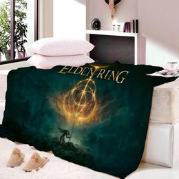 Blankets Elden Ring Rings Blanket Fleece Undead Knight Dark Souls Games Lightweight Thin Throw For Bed Bedroom QuiltBlankets