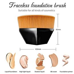 Flat Top Foundation Brush Flat Top High-Density Multifunctional for Flawless Powder Blending Liquid or Cream Cosmetics with Protective Case