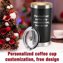 Personalised Coffee Tumbler Customised Name Text Insulated Mug Cup Gifts For Women Men Mom On Birthday Christmas 20oz 220623