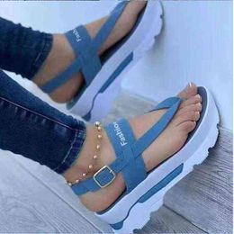 Sandals 2022 Summer Selling Wedge Heel Women s Outdoor Slippers Platform Casual Beach Zapato Flipflops Mujer Zapatos Large Size 220427